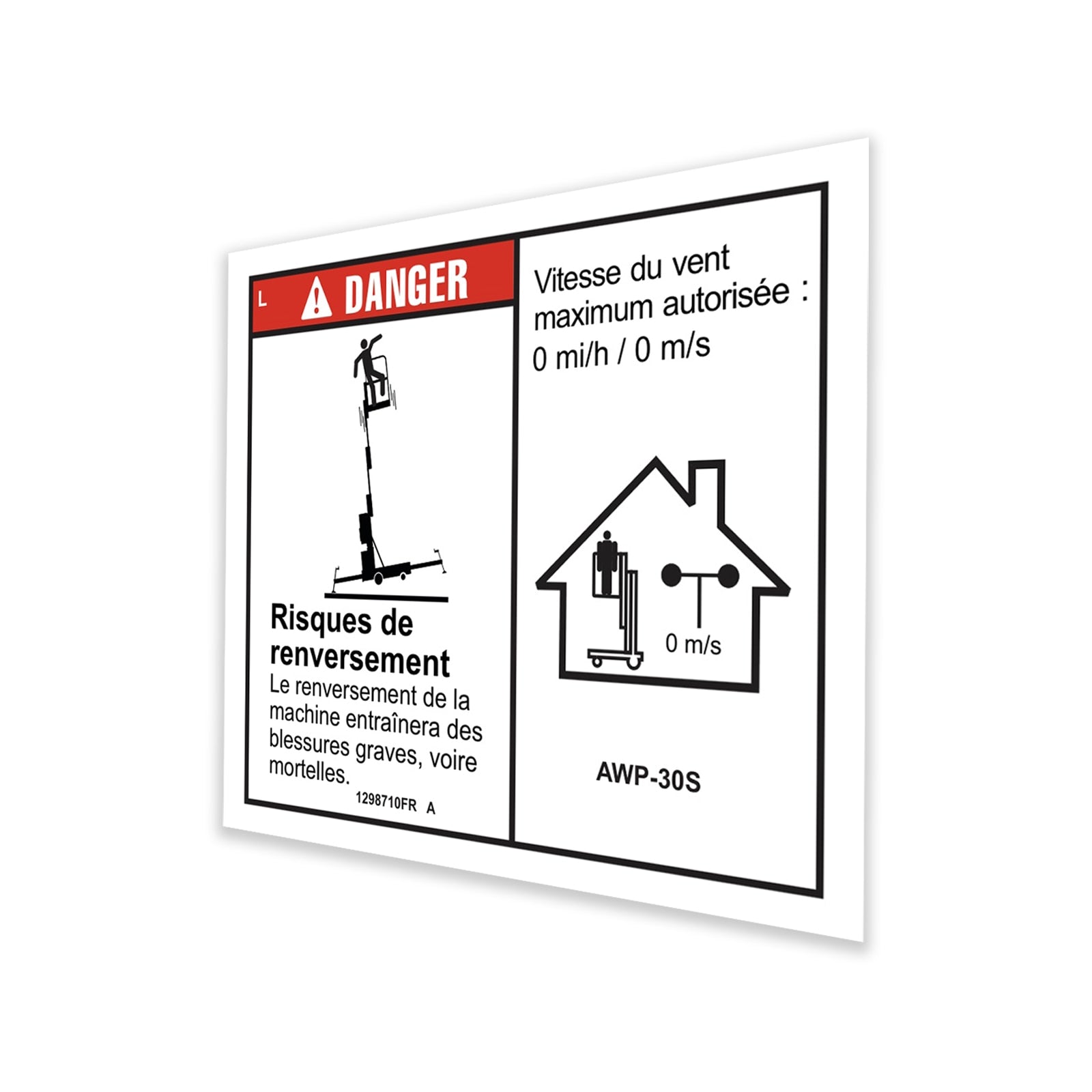 Genie Part # 1298710FRGT – Decal, Danger, 31" Outrigger Reach, Indoor