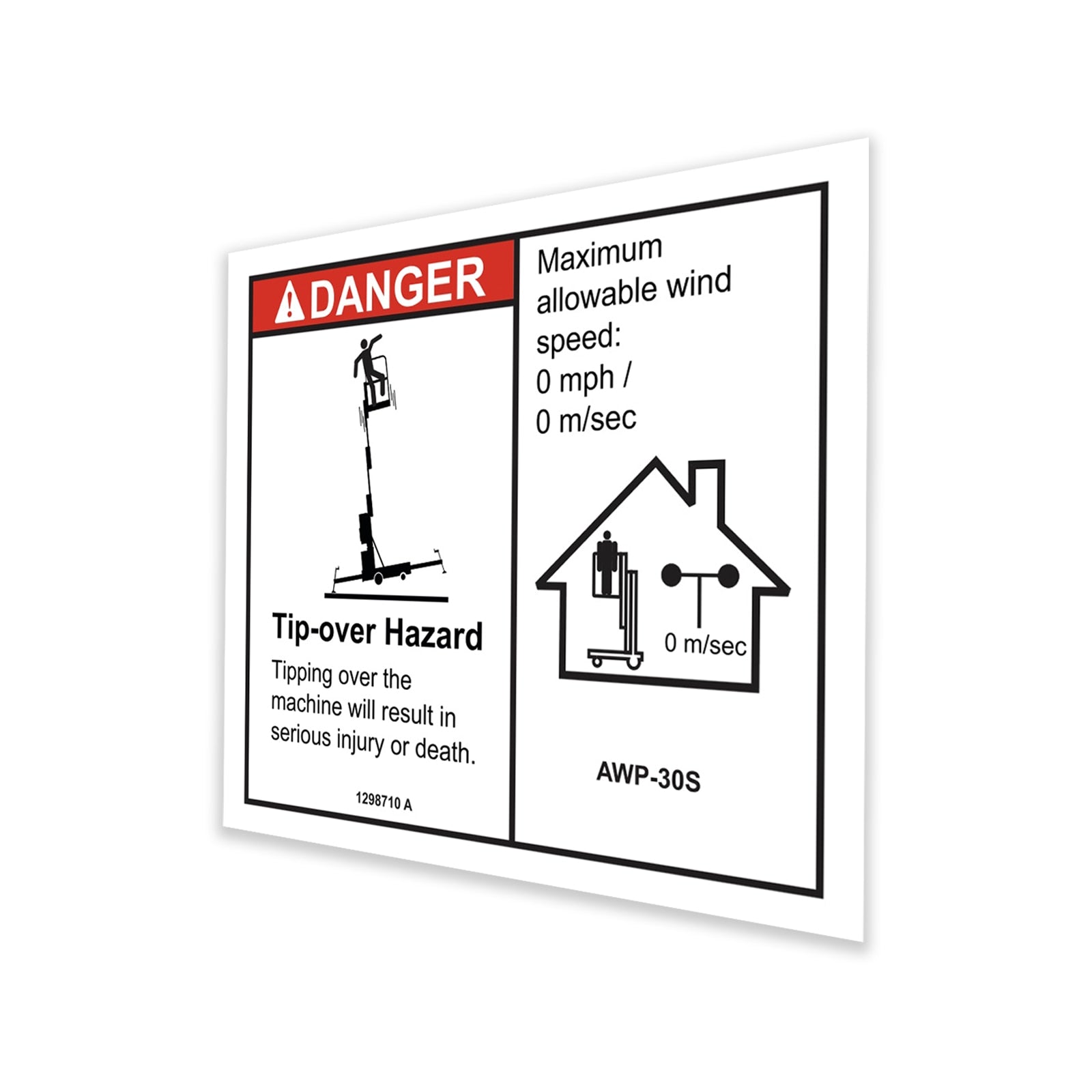 Genie Part # 1298710GT – Decal, Danger, 31" Outrigger Reach, Indoor