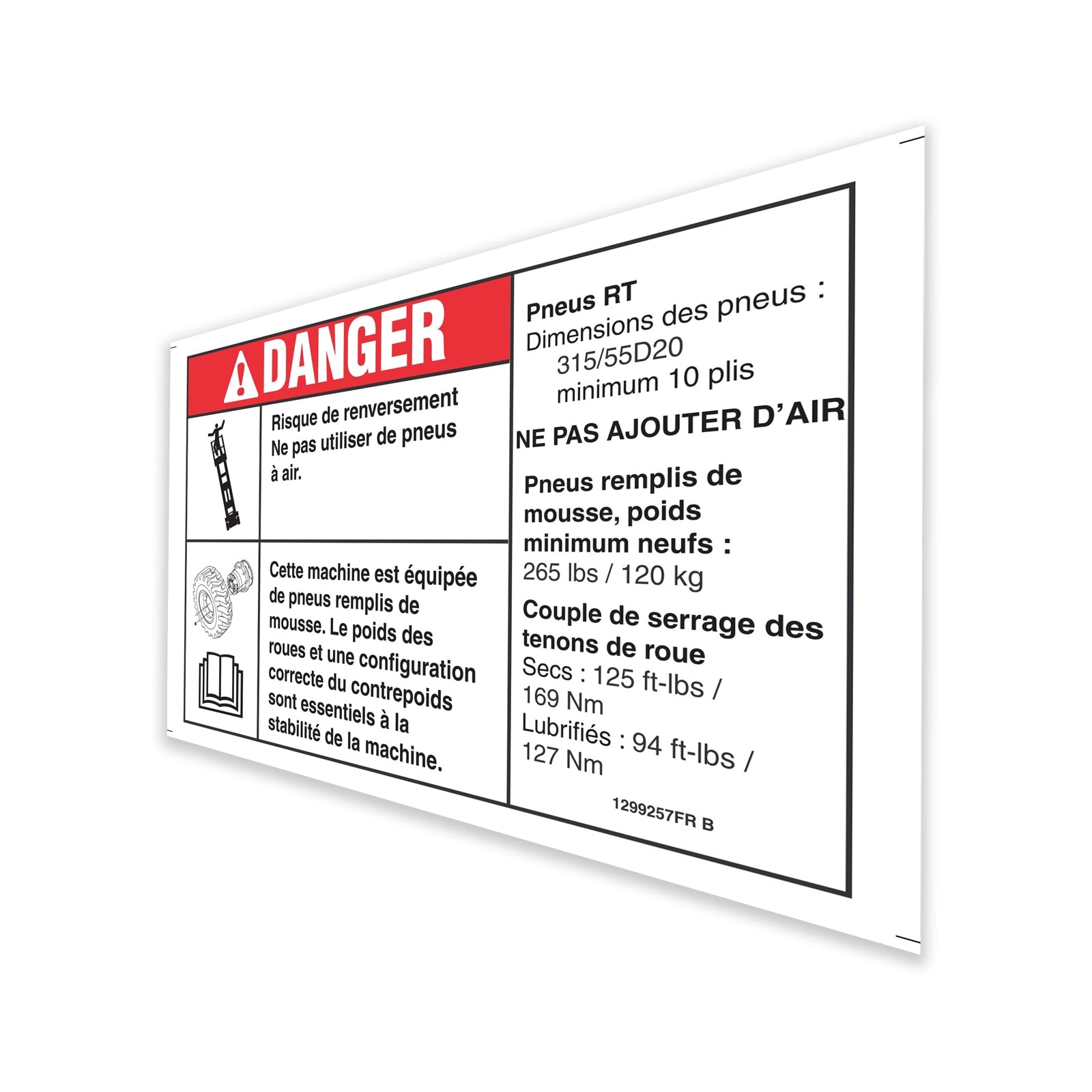 Genie Part # 1299257FRGT – Decal, Danger, Tip
