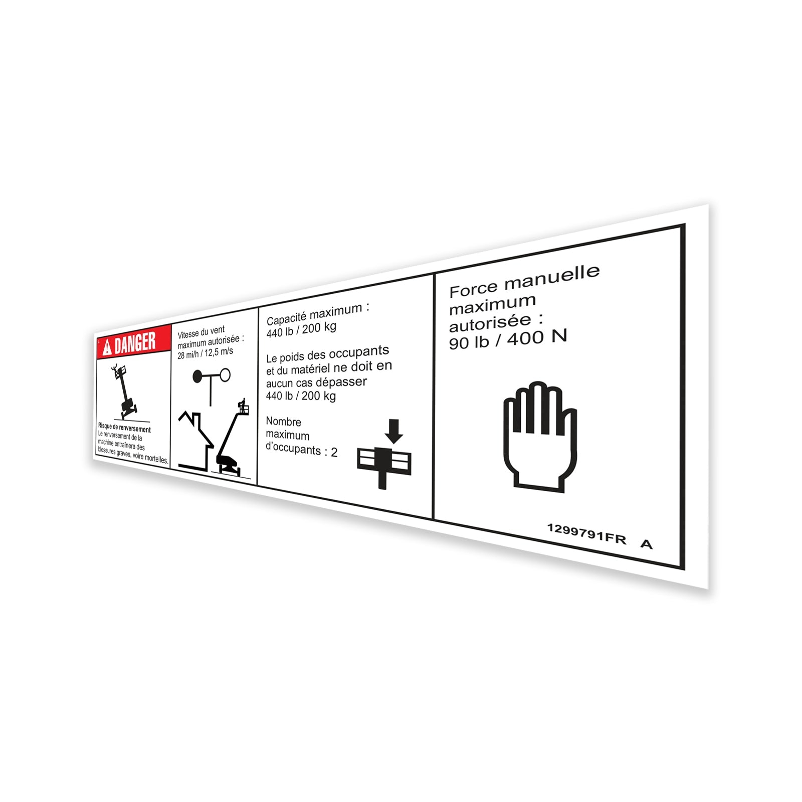Genie Part # 1299791FRGT – Decal, Danger, Cap, Aircraft