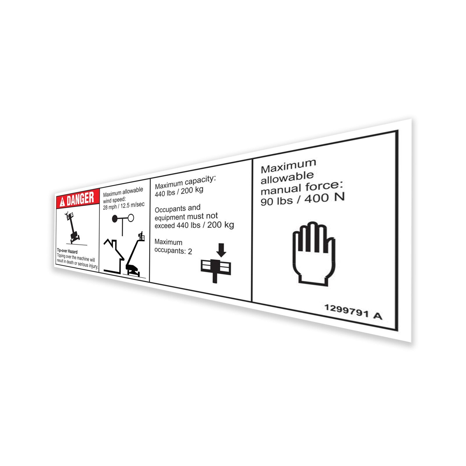 Genie Part # 1299791GT – Decal, Danger, Cap, Aircraft, Word