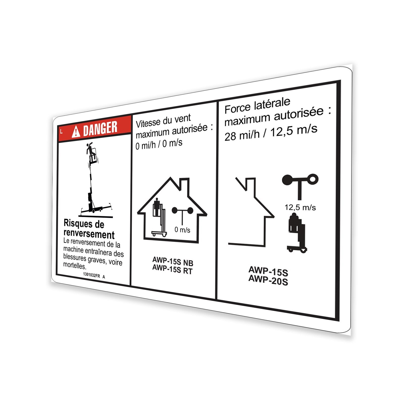 Genie Part # 1301032FRGT – Decal, Danger, 46" Outrigger Reach, Outdoor