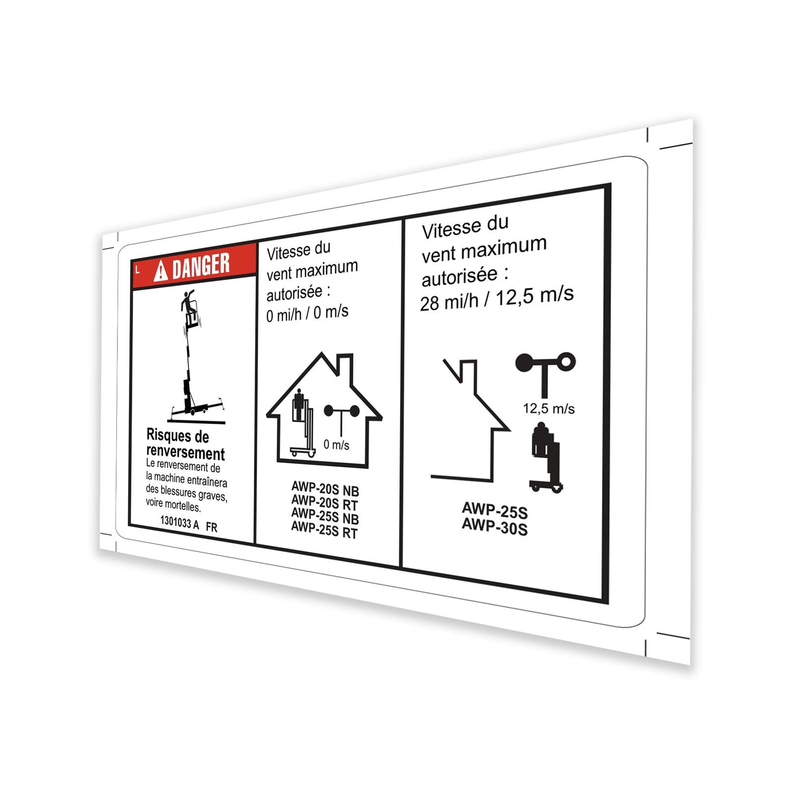 Genie Part # 1301033FRGT – Decal, Danger, 60" Outrigger Reach, Outdoor