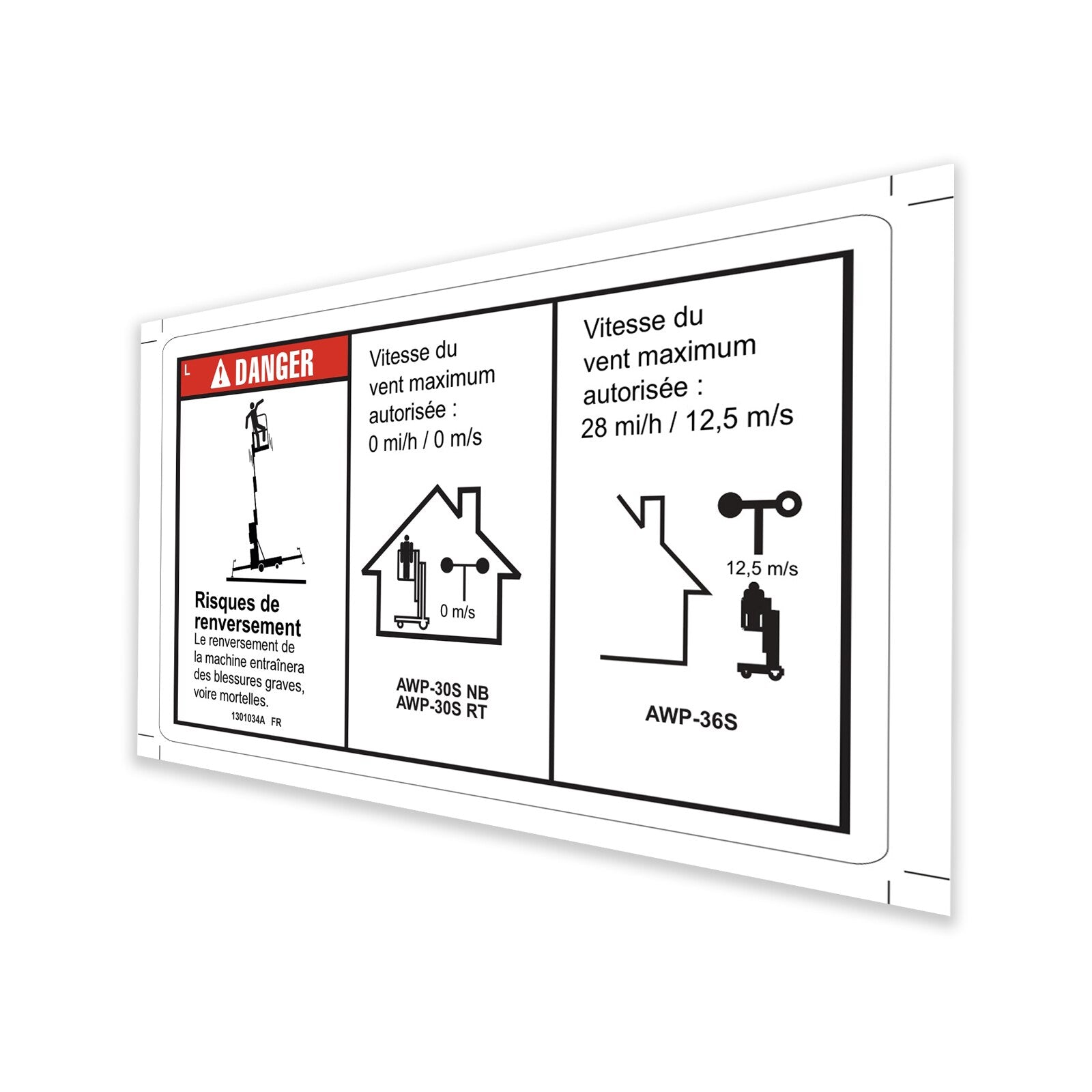 Genie Part # 1301034FRGT – Decal, Danger, 75" Outrigger Reach, Outdoor