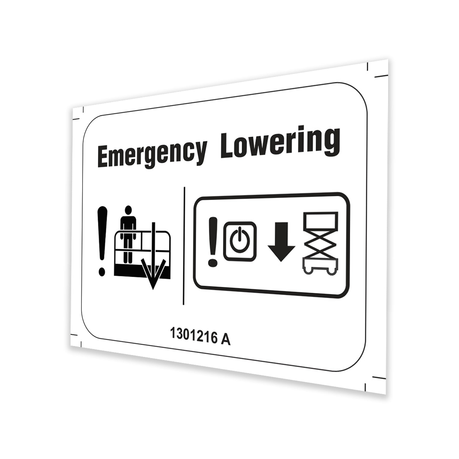 Genie Part # 1301216GT – Decal, Emergency Lowering