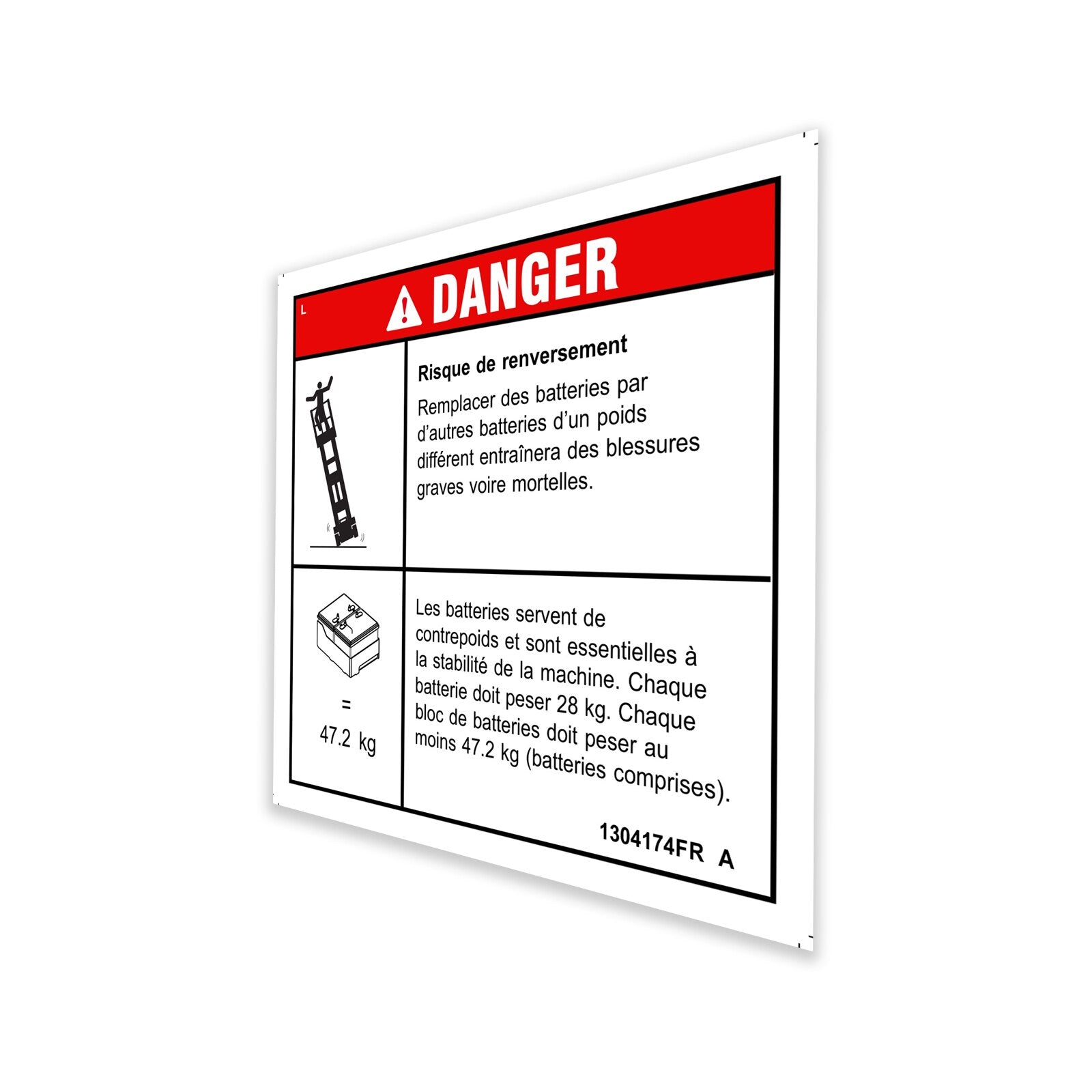 Genie Part # 1304174FRGT – Decal, Danger Tip Over