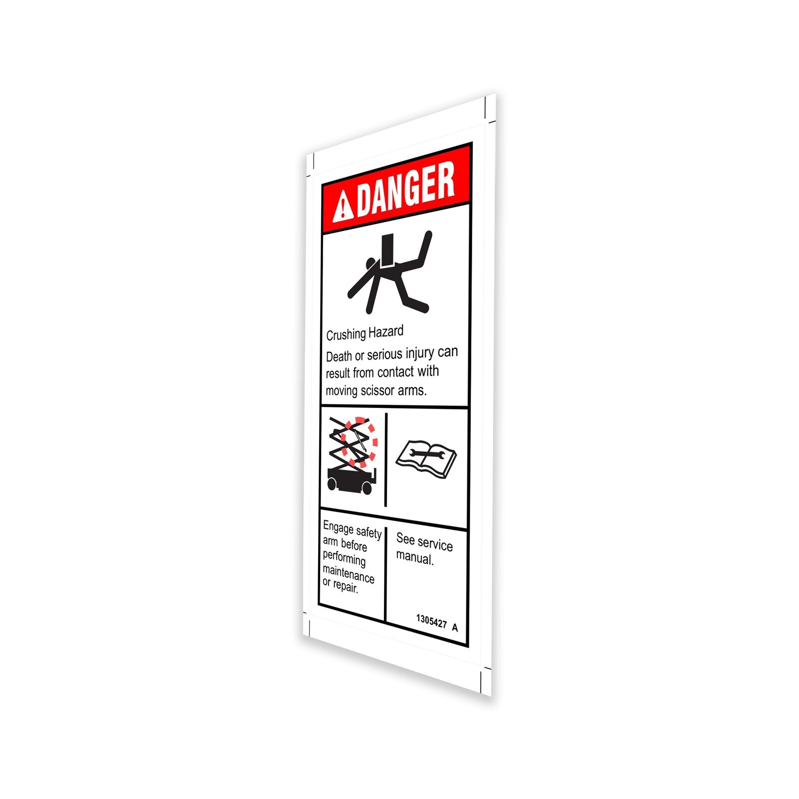 Genie Part # 1305427GT – Decal,Danger-Use Safety Arm,H