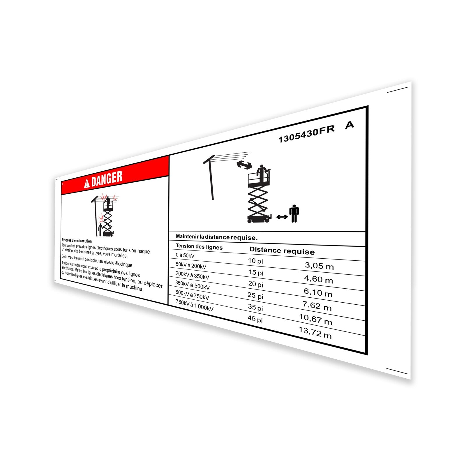 Genie Part # 1305430FRGT – Decal, Danger, Elec Hazard