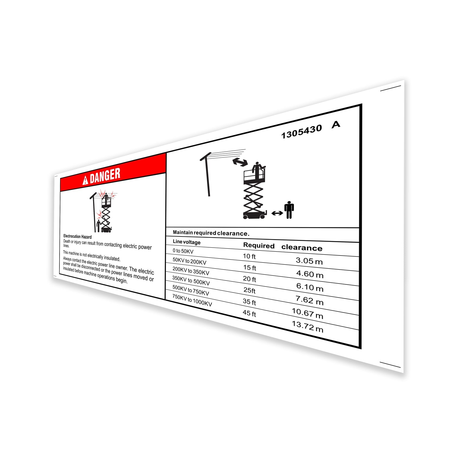 Genie Part # 1305430GT – Decal, Danger, Elec Hazard