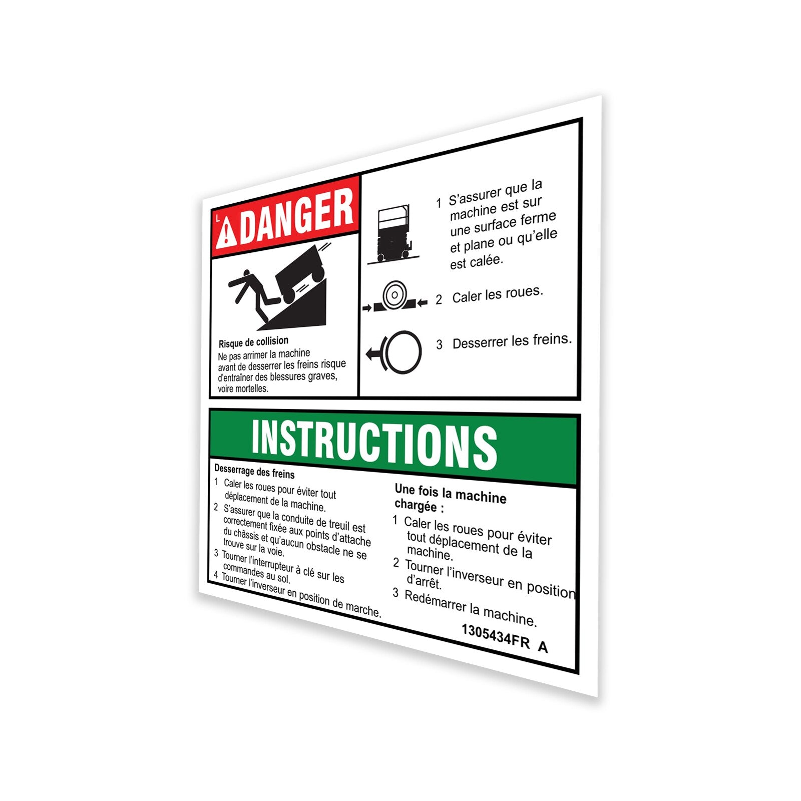Genie Part # 1305434FRGT – Decal, Danger, Brake Rel Safety, H