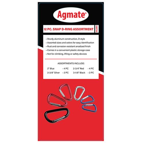 12 Piece Snap D-ring Assortment