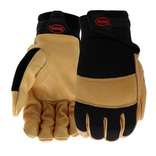 Boss Men Cowhide Leather Palm Work Gloves L