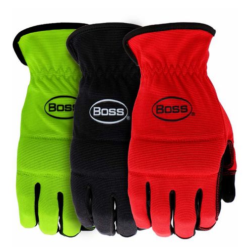 Boss Men's Task Synthetic Leather Gloves (3) Pack Large