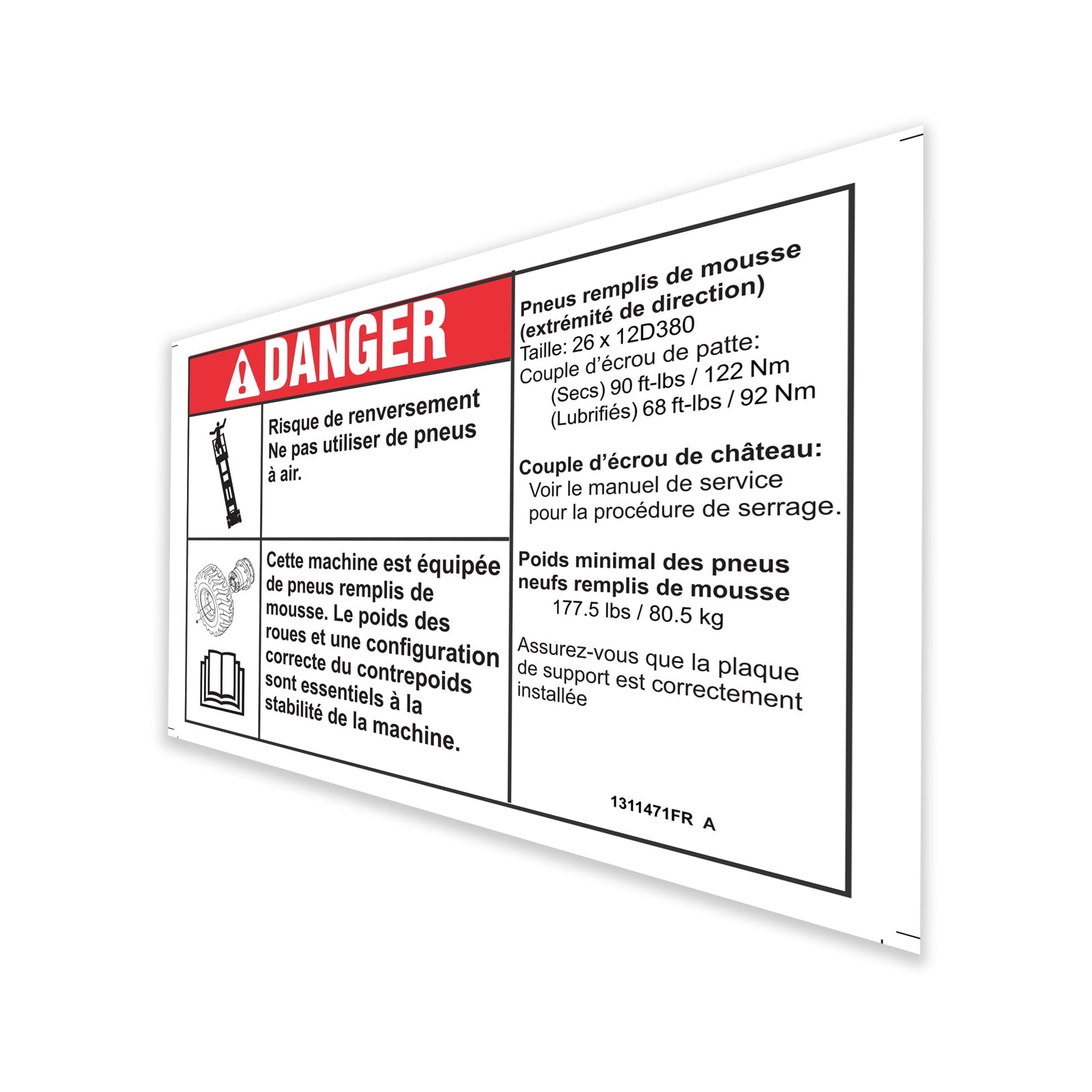 Genie Part # 1311471FRGT – Decal, Fr Danger, Tip, GS69 Foam, Front