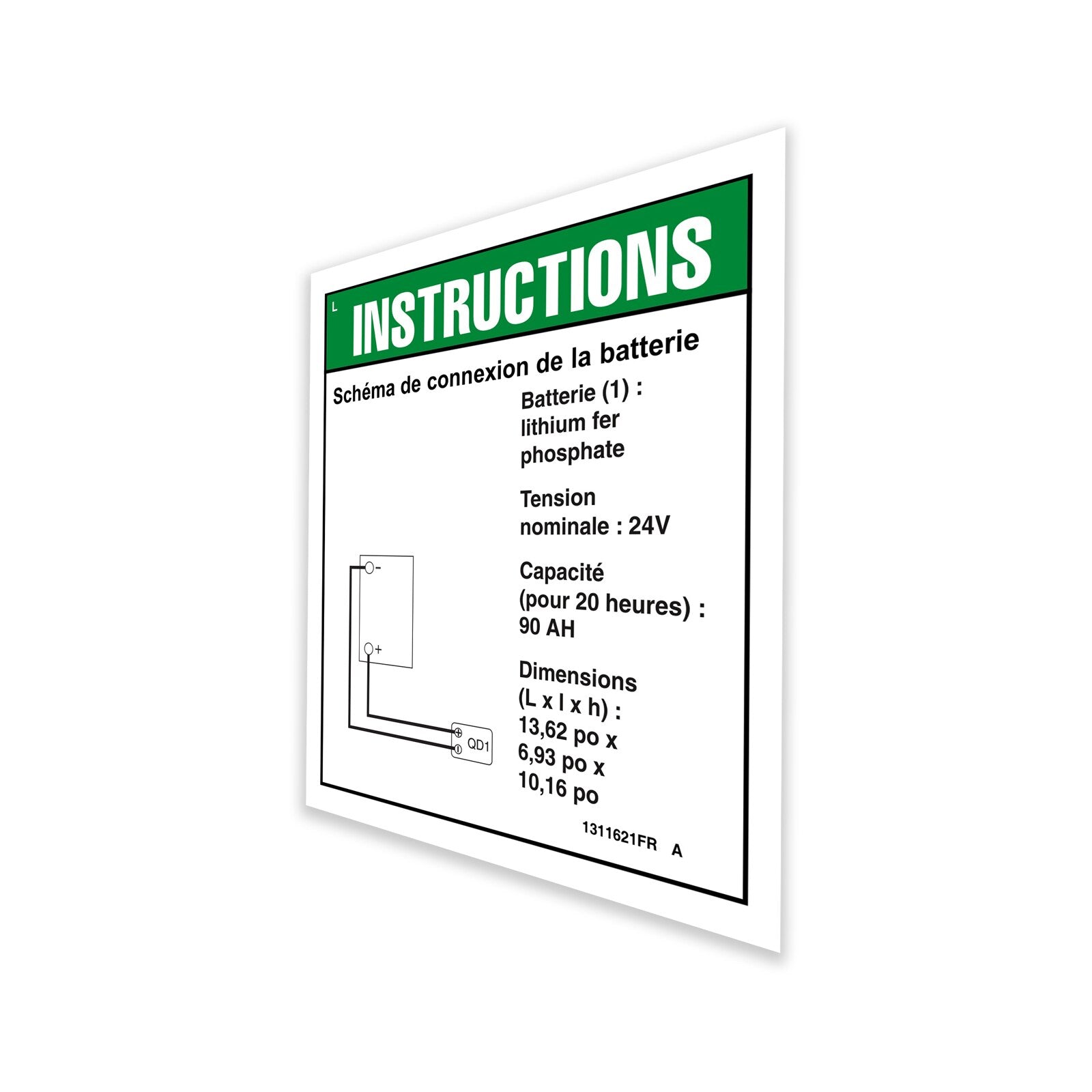 Genie Part # 1311621FRGT – Decal, Instruct, Battery Connect, Lithium