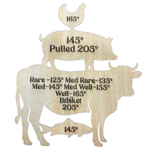 SLS Customs LLC Custom Wood Meat Temperature Guide Magnet