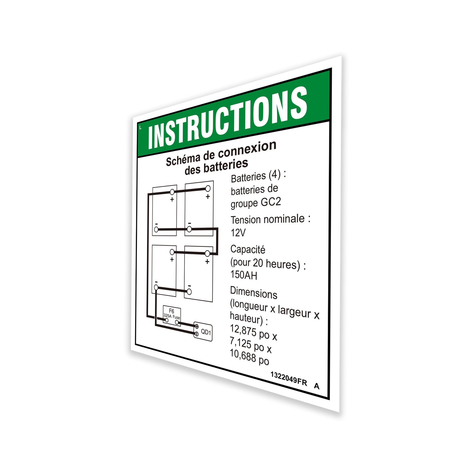 Genie Part # 1322049FRGT – Decal, Battery Connection