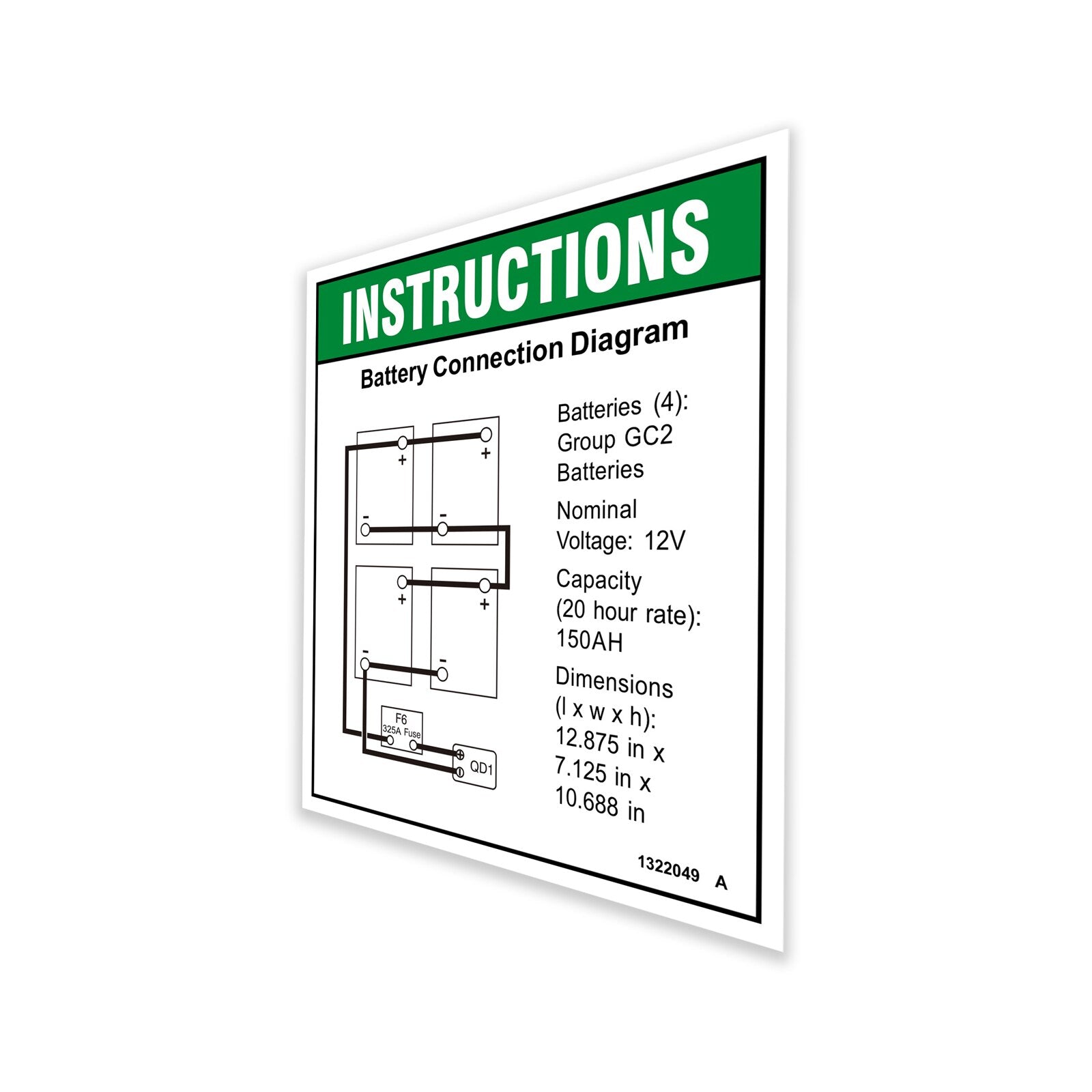 Genie Part # 1322049GT – Decal, Battery Connection