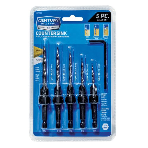 Century 5 Piece Taper Countersink Drill Bit Set