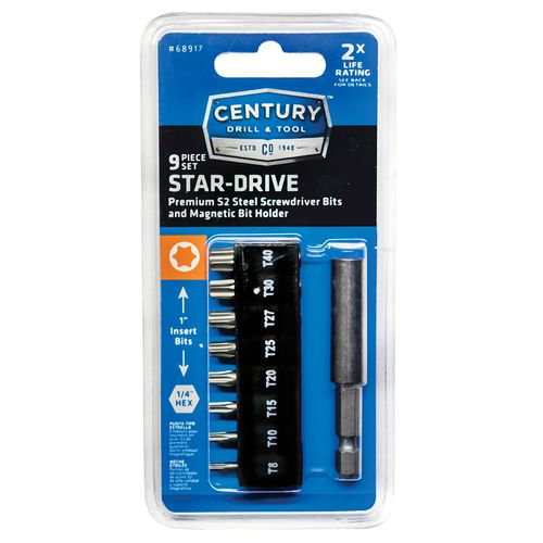 Century 9 Piece S2 Star Drive Screwdriving Bit Set