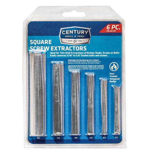 Century 6 Piece Set Square Flute Screw Extractors