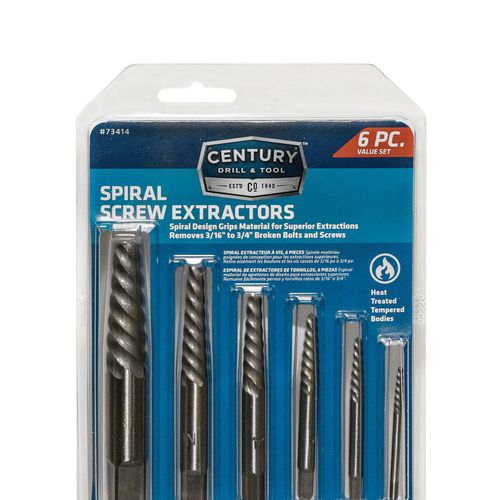 Century 6 Piece Spiral Flute Screw Extractor Set