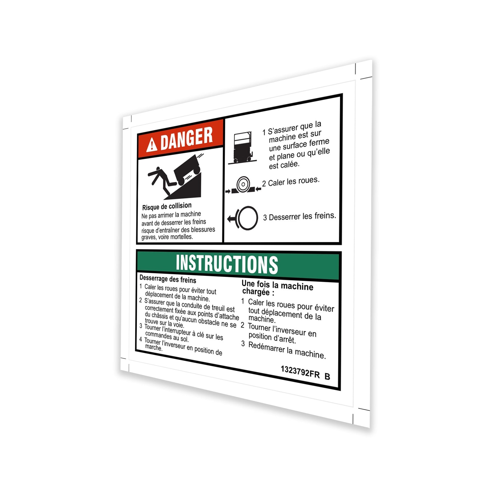 Genie Part # 1323792FRGT – Decal Danger Brake Rel Safety