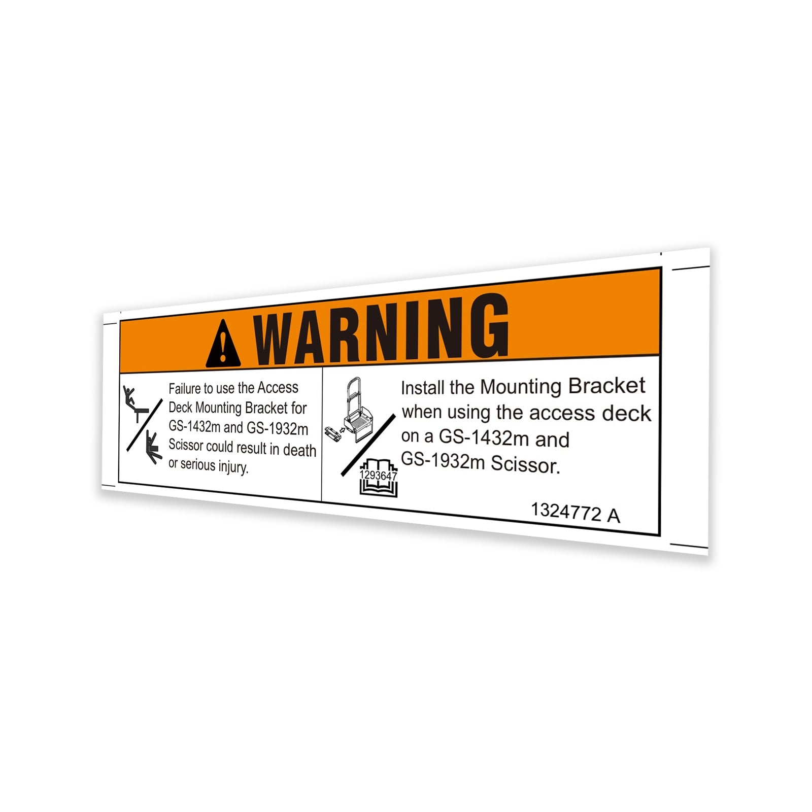 Genie Part # 1324772GT – Decal, Warning, Mounting Bracket