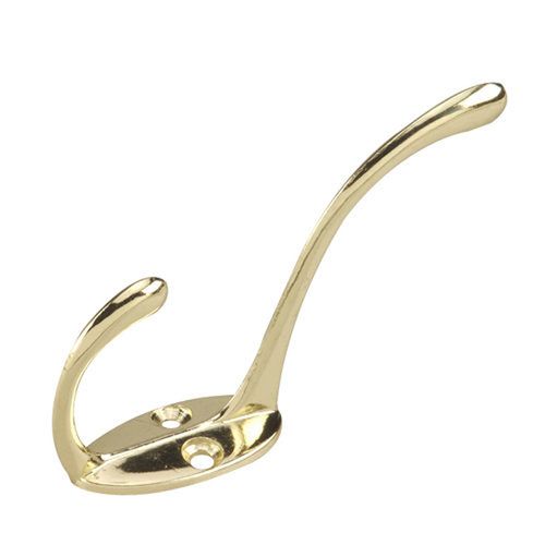 Brass Light Duty Coat Hook 5 Inch 2 Pack