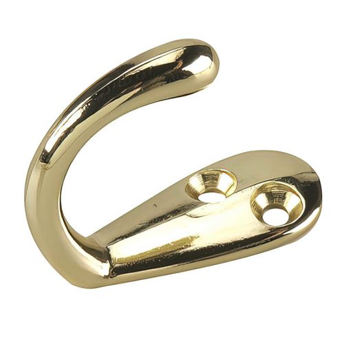 Brass Single Wardrobe Hook 1-3/4 Inch 2 Pack