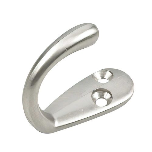 Brushed Nickel Single Wardrobe Hook 1-3/4 Inch 2 Pack