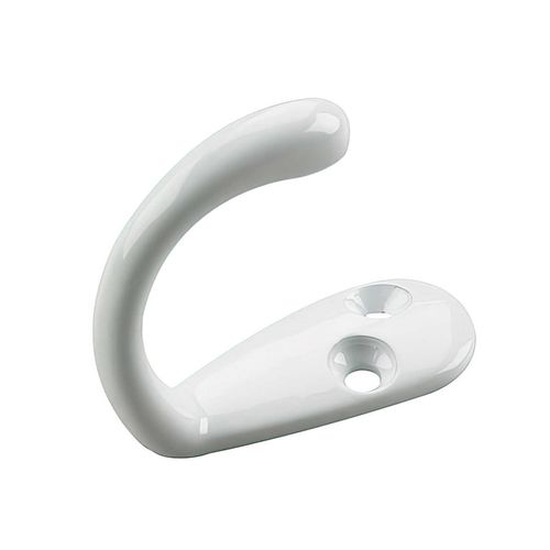 White Single Wardrobe Hook 1-3/4 Inch 2 Pack