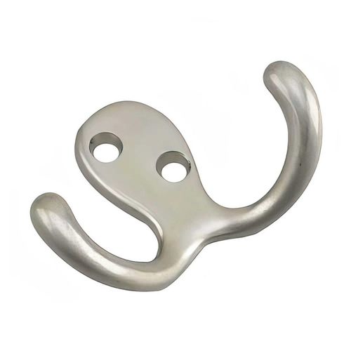 Brushed Nickel Double Wardrobe Hook 3 Inch