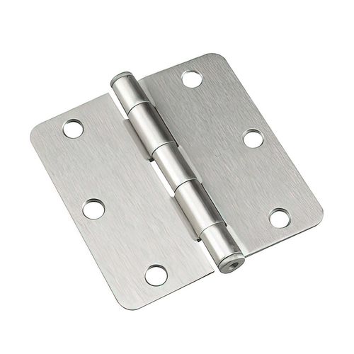 Brushed Nickel Full Mortise Butt Hinge 3-1/2 Inch 1/4 Inch Radius