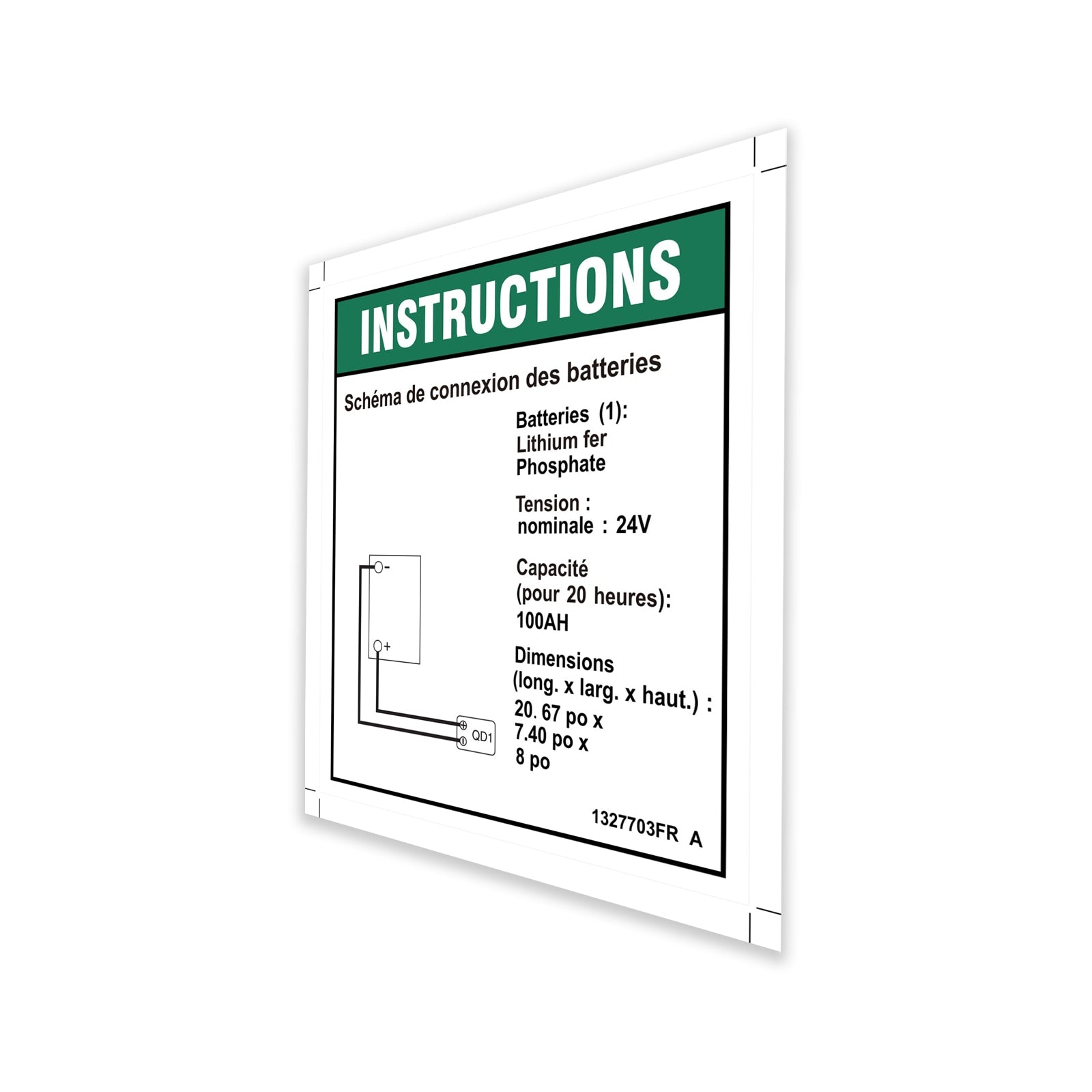 Genie Part # 1327703FRGT – Decal, Instruct, Battery Connect, Lithium (Ace)