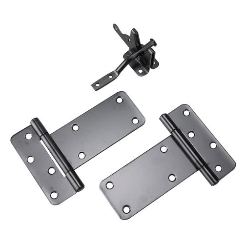 Gate Kit Rectangular Hinge and Latch Black