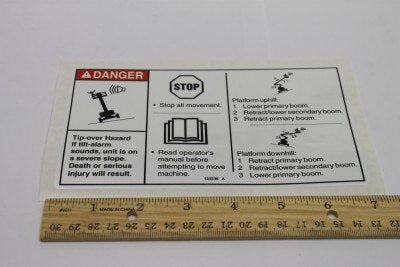 Genie Part # 133236GT – Decal, Danger, Tipover, Tilt 135