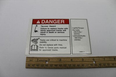 Genie Part # 133250GT – Decal, Danger Tip Over Trax