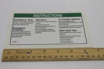 Genie Part # 133281GT – Decal, Instructions-Oper, GCP