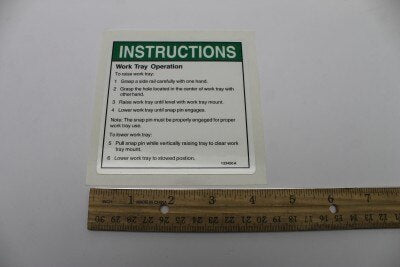 Genie Part # 133450GT – Decal, Instructions, Work Tray