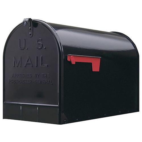 XL Rural Mailbox, Galvanized Steel, Powder-Coated, Black