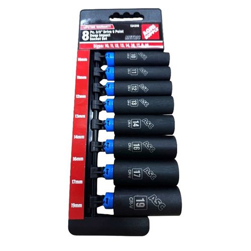 Agri Supply CT-8701 8-Piece 3/8 in. DW Metric Impact Socket Set