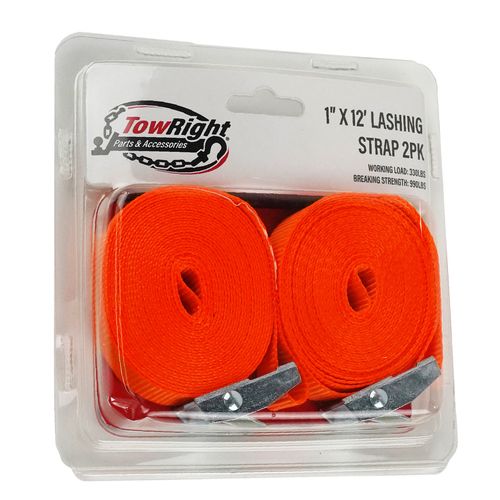 TowRight 1" x 12' Lashing Straps, 2-Pack