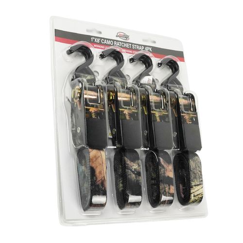 TowRight 1" x 8' Camo Ratchet Strap, 4-Pack