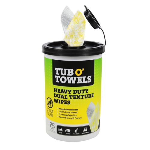 Tub O' Towels Heavy Duty Dual Texture Cleaning Wipes 75 Count