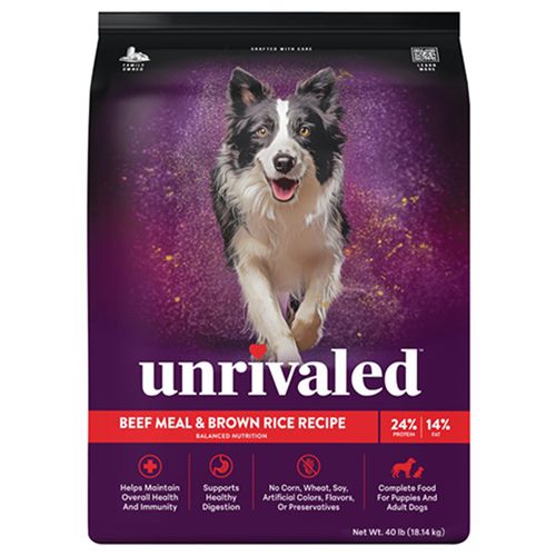 Unrivaled Beef Meal & Brown Rice Recipe Dog Food 40 Pound Bag