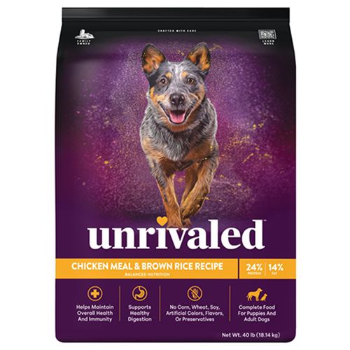 Unrivaled Chicken Meal & Brown Rice Recipe Dog Food 40 Pound Bag