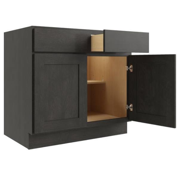 Cnc Cabinetry 30" W 2 Drawer 2 Door Base Cabinet, Luxor Smoky Grey