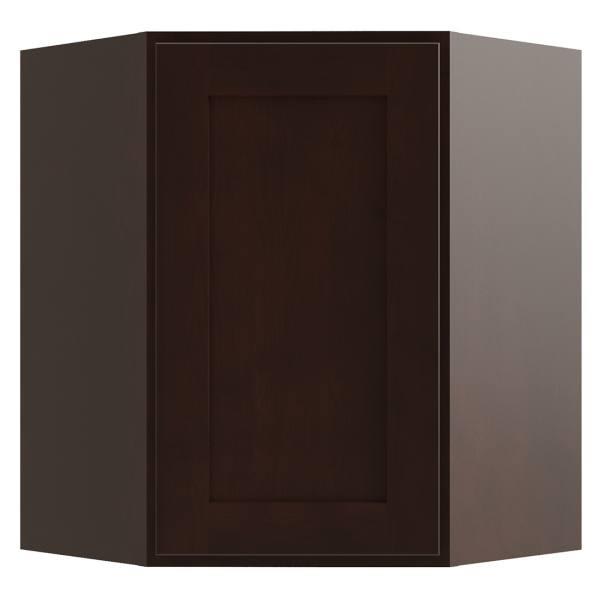 Cnc Cabinetry 30" H Diagonal Corner Wall Cabinet, Luxor Espresso