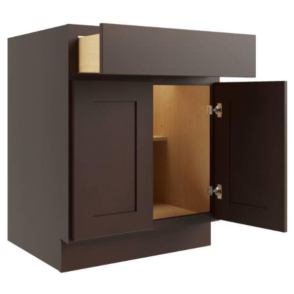 Cnc Cabinetry 24" W 1 Drawer 2 Door Base Cabinet, Luxor Espresso